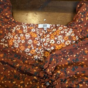 Madden NYC Floral Crop Top - Orange